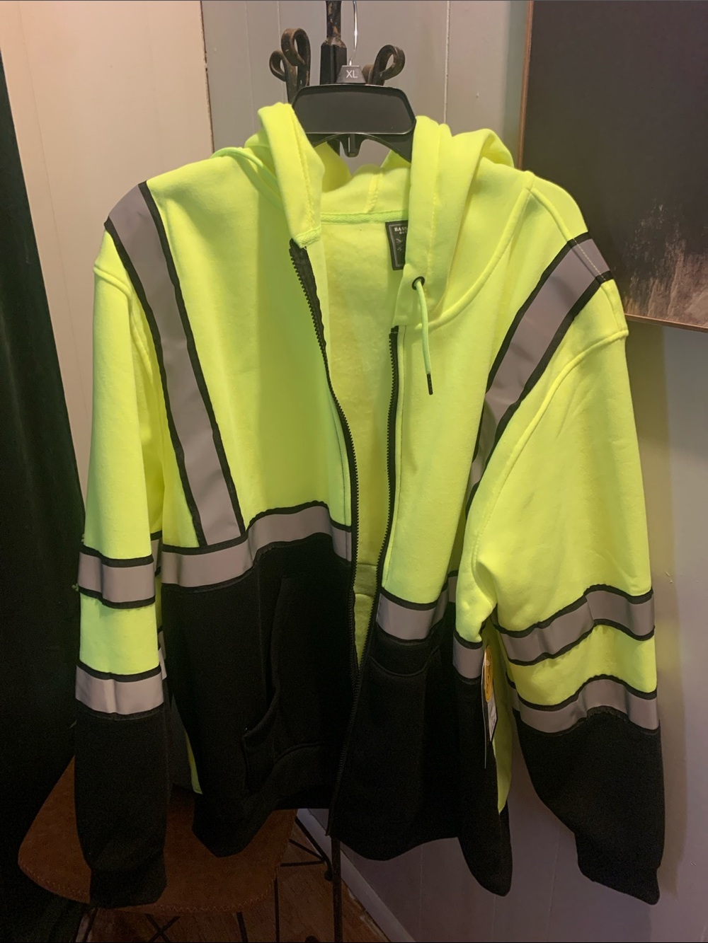 High-Visibility Neon Yellow & Black Performance Zip Hoodie